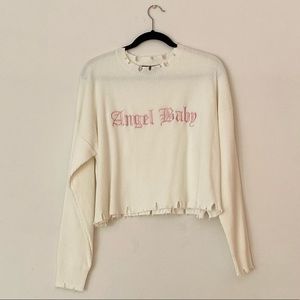 Plus Size Cropped ‘Angel Baby’ Sweater